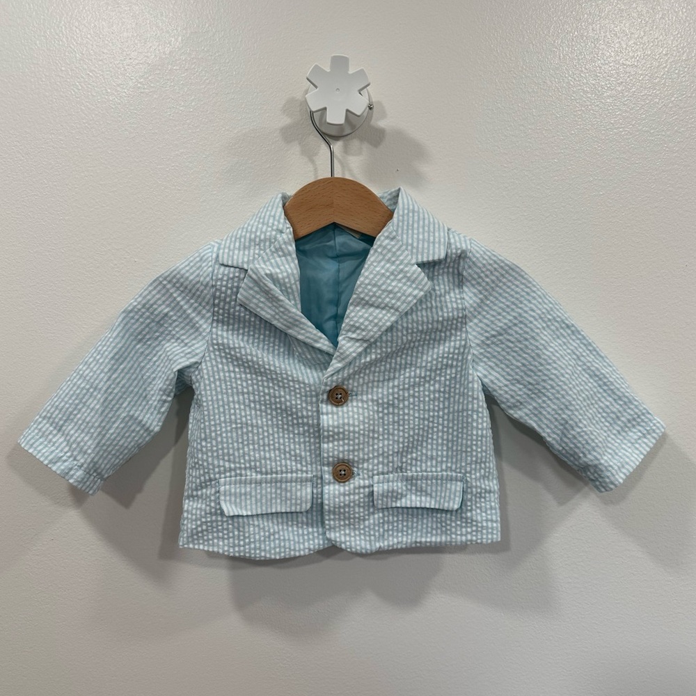 First Impressions Baby Boy Blazer Pinstripes Blue White Jacket Newborn Spring